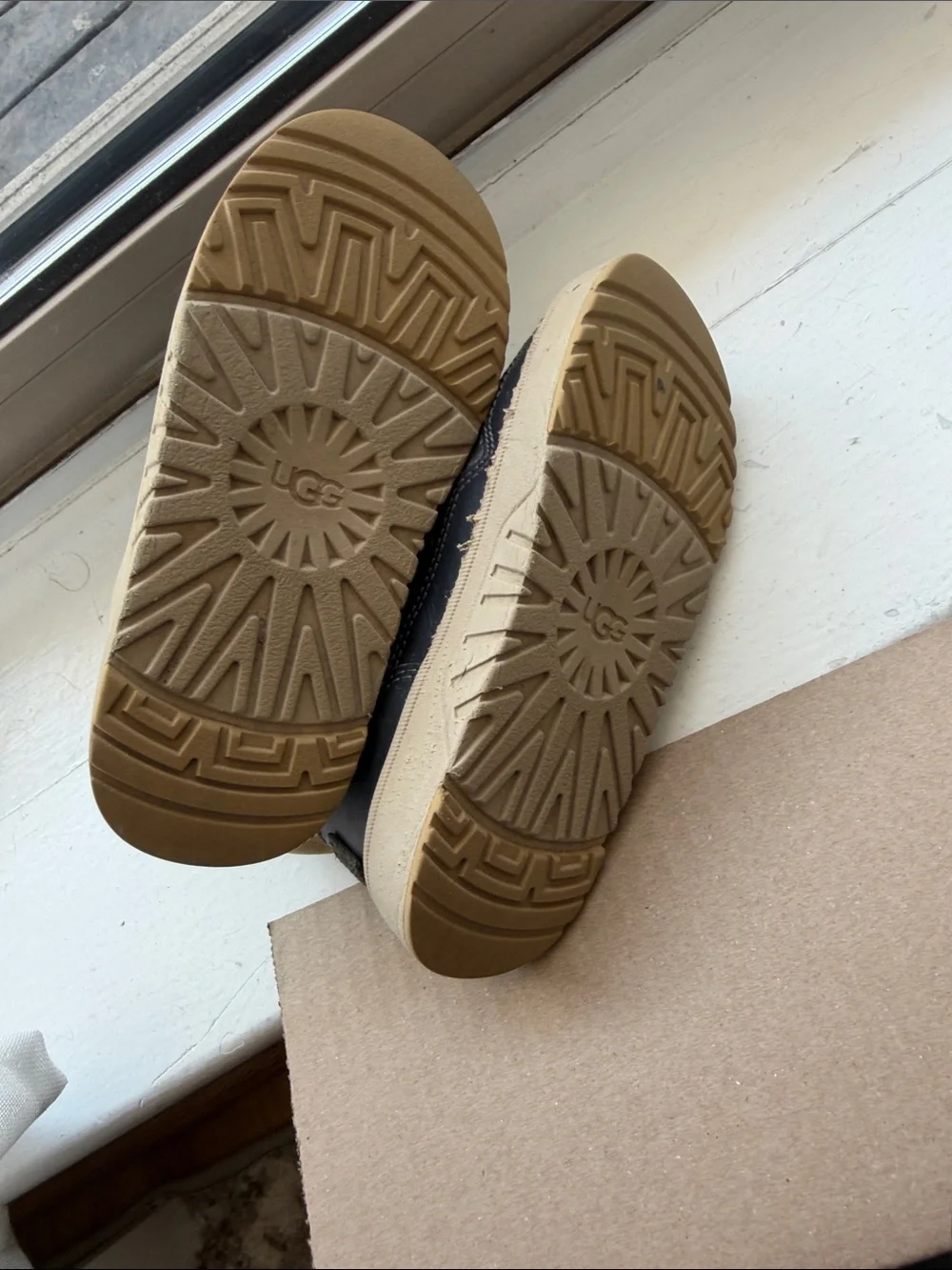 UGG Kids Charcoal Gray and Tan Ankle Booties